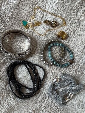 Bundle - 5 bracelets - 1 necklace - earrings and ring